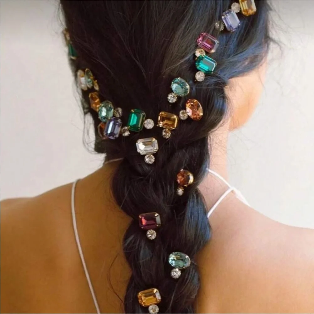 New! Gemstone Hair Clips (6 pieces) NWOT